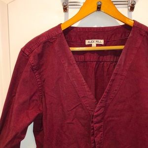 Alex Mill V-neck Jumpsuit Burgundy size L